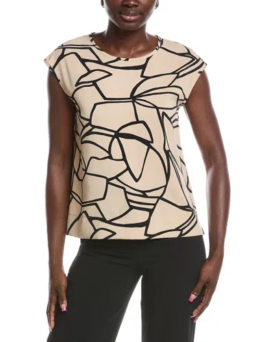 Joseph Ribkoff Abstract-print Cap-sleeve Top In Neutral