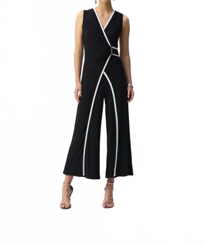 Joseph Ribkoff Sleeveless Culotte Jumpsuit In Black/vanilla