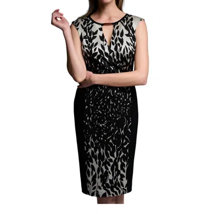 Joseph Ribkoff Sleeveless Dress In Black & Champagne In Multi