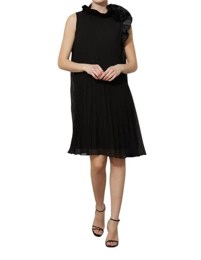 Joseph Ribkoff Sleeveless Pleated Dress In Black