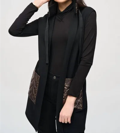 Joseph Ribkoff Sleeveless Quilted Sleeveless Vest In Black/grey
