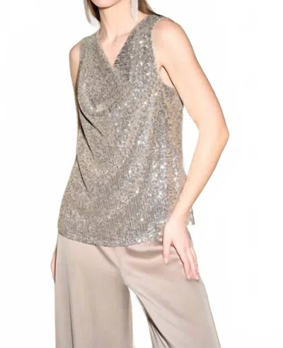 Joseph Ribkoff Sleeveless Sequin Top In Silver