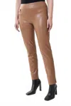 Joseph Ribkoff Pleather Wide Waist Pant In Nutmeg In Brown