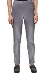 Joseph Ribkoff Metallic Coated Denim Slim Ankle Pant In Grey In Gray
