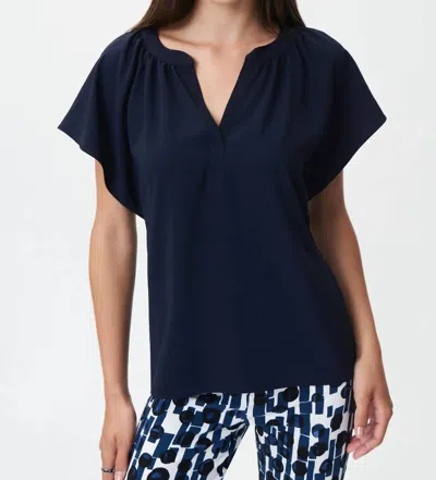 Joseph Ribkoff Slit Neckline Top In Midnight Blue