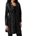 Joseph Ribkoff Faux Leather Snake Print A-line Coat In Black In Black