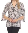 Joseph Ribkoff Snakeskin Print Embellished Tunic Top In Beige/multi In Gray
