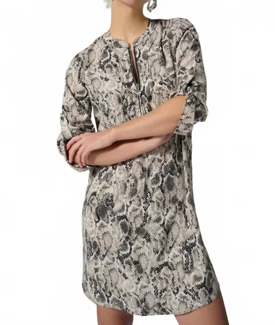 Joseph Ribkoff Snakeskin Print Zip Front Mini Dress In Beige/multi