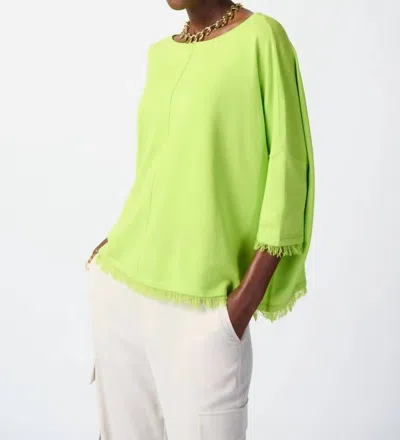 Joseph Ribkoff Soft Knit Poncho With Fringes In Key Lime