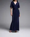 Joseph Ribkoff Solid Lurex Fit And Flare Maxi Dress In Navy In Blue