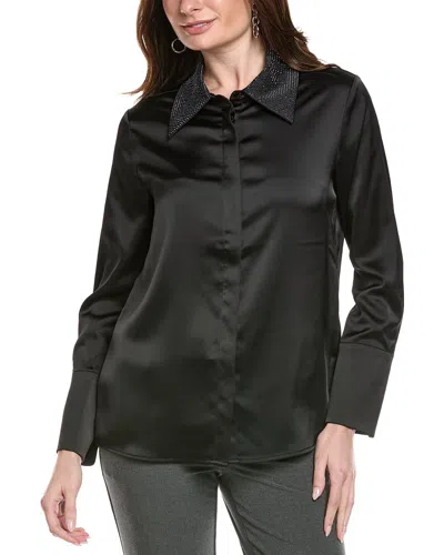 Joseph Ribkoff Rhinestones Collar Top In Black