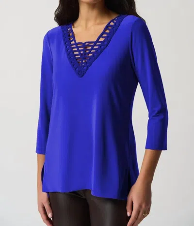 Joseph Ribkoff Soutache V-neck Tunic Top In Purple In Blue