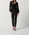 Joseph Ribkoff Sparkle Sleeve Top In Black In Black