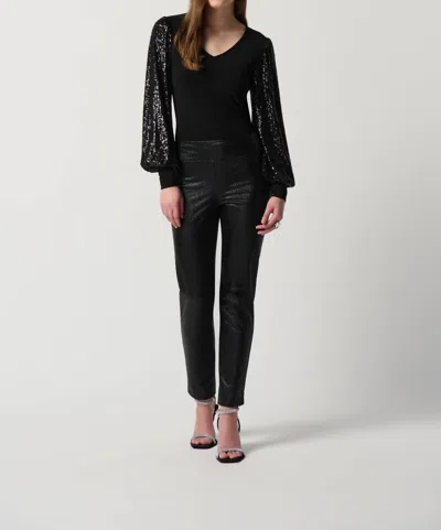 Joseph Ribkoff Sparkle Sleeve Top In Black