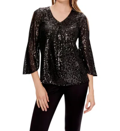 Joseph Ribkoff Sparkle Top In Black/black