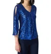 Joseph Ribkoff Sparkle Top In Navy/royal In Multi