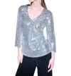 Joseph Ribkoff Sparkle Top In Silver Grey In Silver