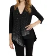 JOSEPH RIBKOFF SPARKLE TUNIC TOP IN BLACK