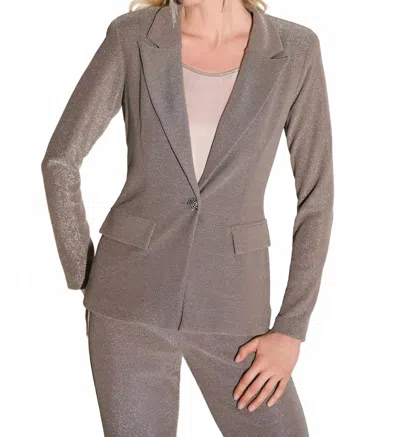 Joseph Ribkoff Sparkling Fitted Blazer Jacket In Taupe In Gray