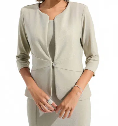 Joseph Ribkoff Sparkly 3/4 Sleeve Twin Set Jacket In Champagne In White