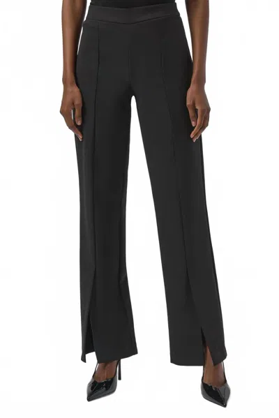 Joseph Ribkoff Split Front Twill Pull On Straight Pants In Black