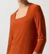 Joseph Ribkoff Square Neck Top In Tandoori In Multi
