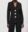 Joseph Ribkoff Statement Button Long Sleeve Blazer Jacket In Black In Black