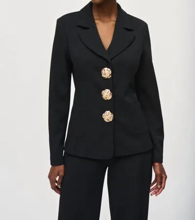 Joseph Ribkoff Statement Button Long Sleeve Blazer Jacket In Black