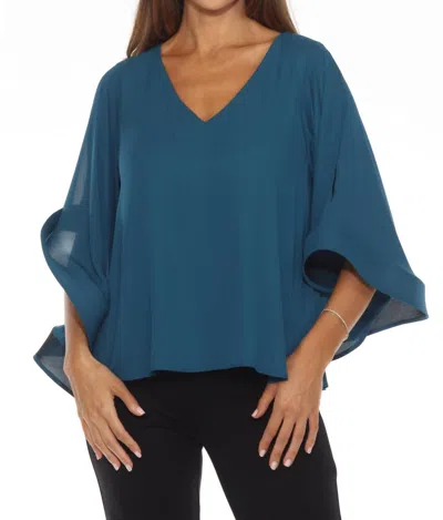 Joseph Ribkoff Statement Slit Sleeve V-neck Relaxed Top In Twilight