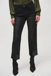Joseph Ribkoff Straight Crop Denim Pants With Sequin Trim In Black In Black