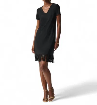 Joseph Ribkoff Straight Dress With Fringes In Black