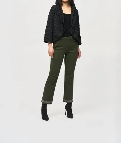Joseph Ribkoff Straight Frayed Hem Pants In Iguana In Multi
