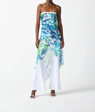 Joseph Ribkoff Strapless Jumpsuit In Vanilla/multi