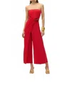 Joseph Ribkoff Strapless Wrap Front Cropped Jumpsuit In Radiant Red In Red