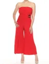 Joseph Ribkoff Strapless Wrap Front Cropped Jumpsuit In Radiant Red In Red