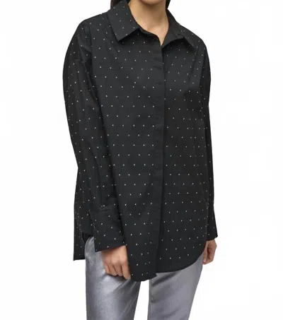 JOSEPH RIBKOFF STRETCH COTTON BLOUSE IN BLACK