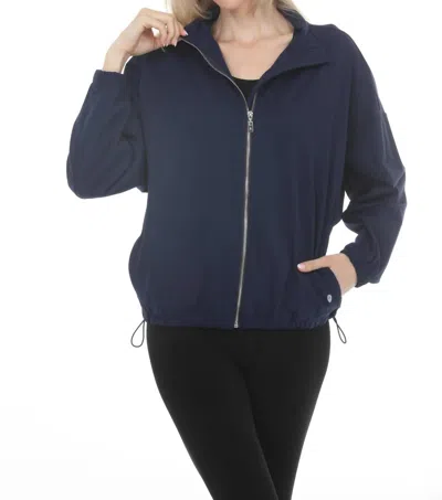 Joseph Ribkoff Stretch Nylon Zip Up Sporty Jacket In Indigo In Blue