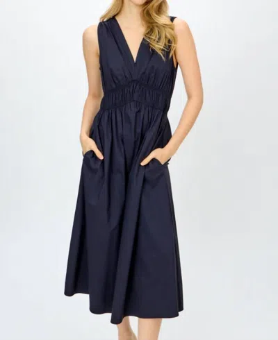 Joseph Ribkoff Stretch Poplin Fit-and-flare Dress In Midnight