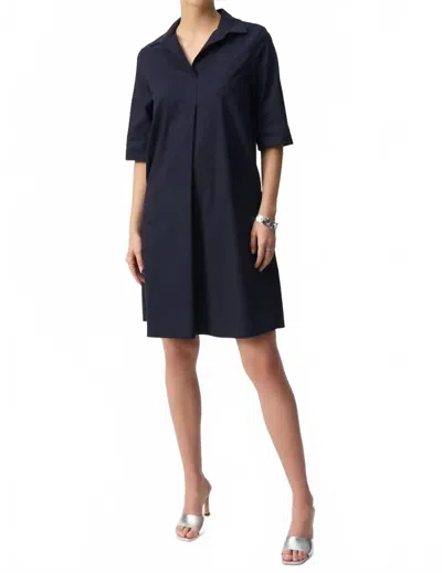 JOSEPH RIBKOFF STRETCH POPLIN TRAPEZE DRESS IN MIDNIGHT BLUE