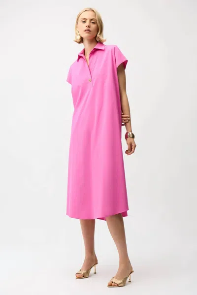 Joseph Ribkoff Stretch Poplin Trapeze Shirt Dress In Pink Sherbet In Multi