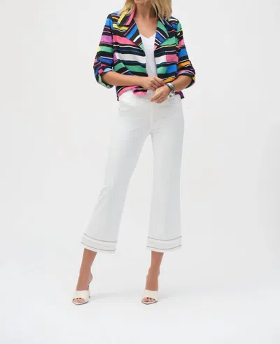 Joseph Ribkoff Stretch Straight Leg With Beading Crop Jeans In White