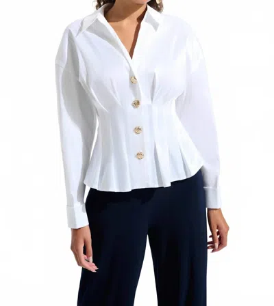 Joseph Ribkoff Stretch Taffeta Fit & Flare Blouse In Vanilla In White