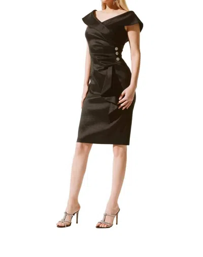 Joseph Ribkoff Stretch Taffeta Wrap Dress In Black