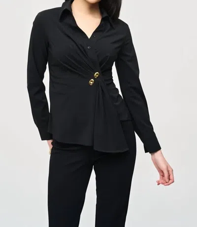 Joseph Ribkoff Stretch Woven Wrap Blouse In Black