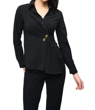 Joseph Ribkoff Stretch Woven Wrap Blouse In Black