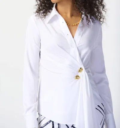 Joseph Ribkoff Stretch Woven Wrap Blouse In Optic White