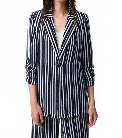 Joseph Ribkoff Stripe Boxy Blazer Jacket In Vanilla/midnight Blue In Black