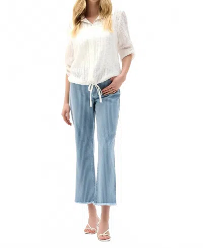 Joseph Ribkoff Stripe Print Straight Leg Cropped Jeans In Blue