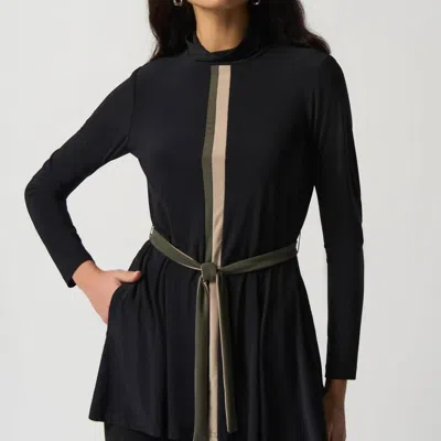 Joseph Ribkoff Stripe Tunic In Black/avocado