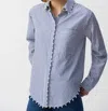 Joseph Ribkoff Striped Blouse With Pearl Details In Blue And White In Blue